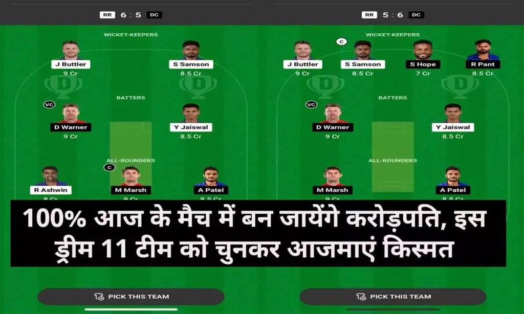 DC vs RR Dream11 Team Prediction: अगर आपको भी आज के मैच में रातों-रात लाखों करोड़ों रुपए जितना है, तो इस तरह से बनाएं अपना टीम