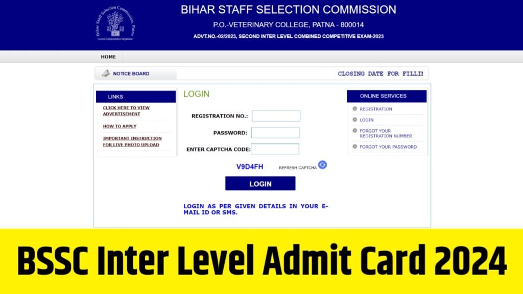 BSSC Inter Level Admit Card 2024, Exam Date & Exam Pattern Release Soon @bssc.bihar.gov.in