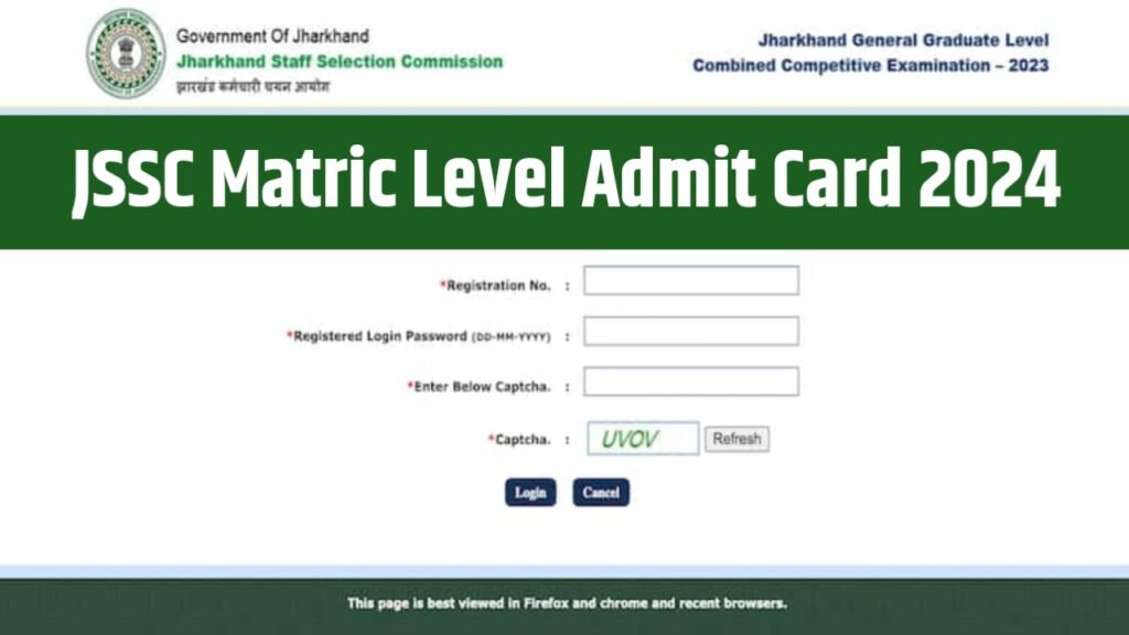 JSSC Matric Level Admit Card 2024, Exam Date & Exam Pattern Release @jssc.nic.in